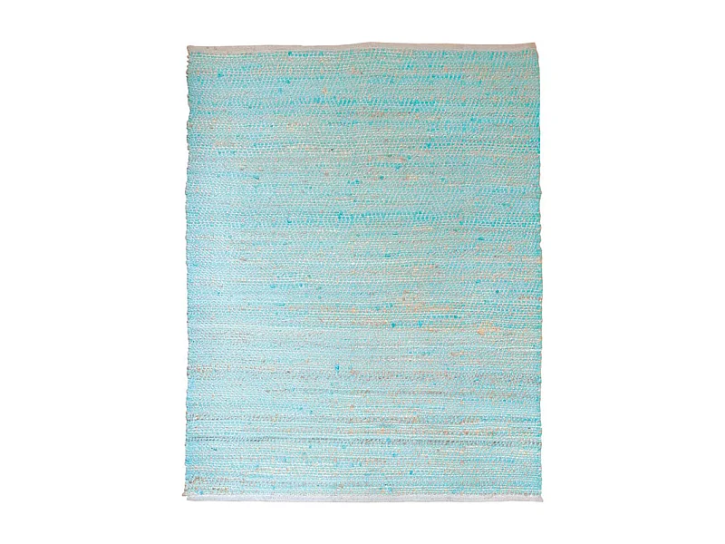 Tapis 120 x 180 cm bleu en coton et chanvre naturel tressé - DEVI