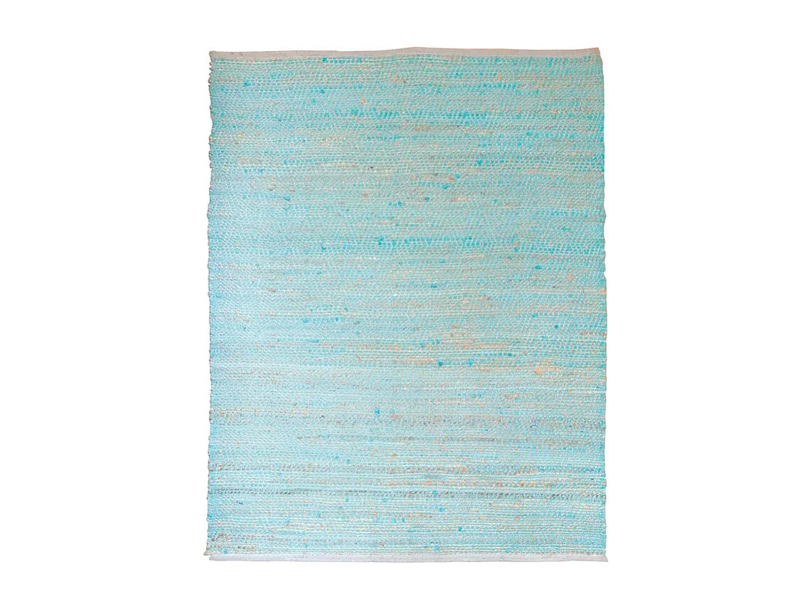 Tapis 120 x 180 cm bleu en coton et chanvre naturel tressé - DEVI