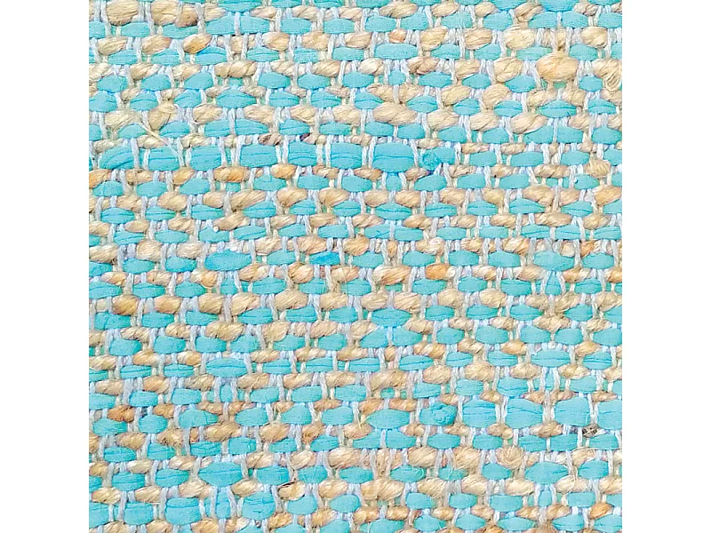 Tapis 120 x 180 cm bleu en coton et chanvre naturel tressé - DEVI
