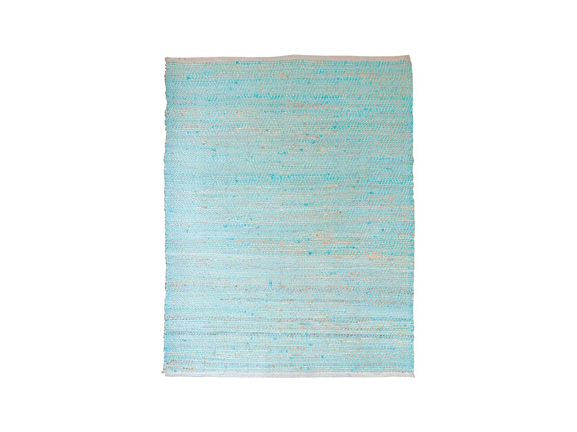 Tapis 120 x 180 cm bleu en coton et chanvre naturel tressé - DEVI