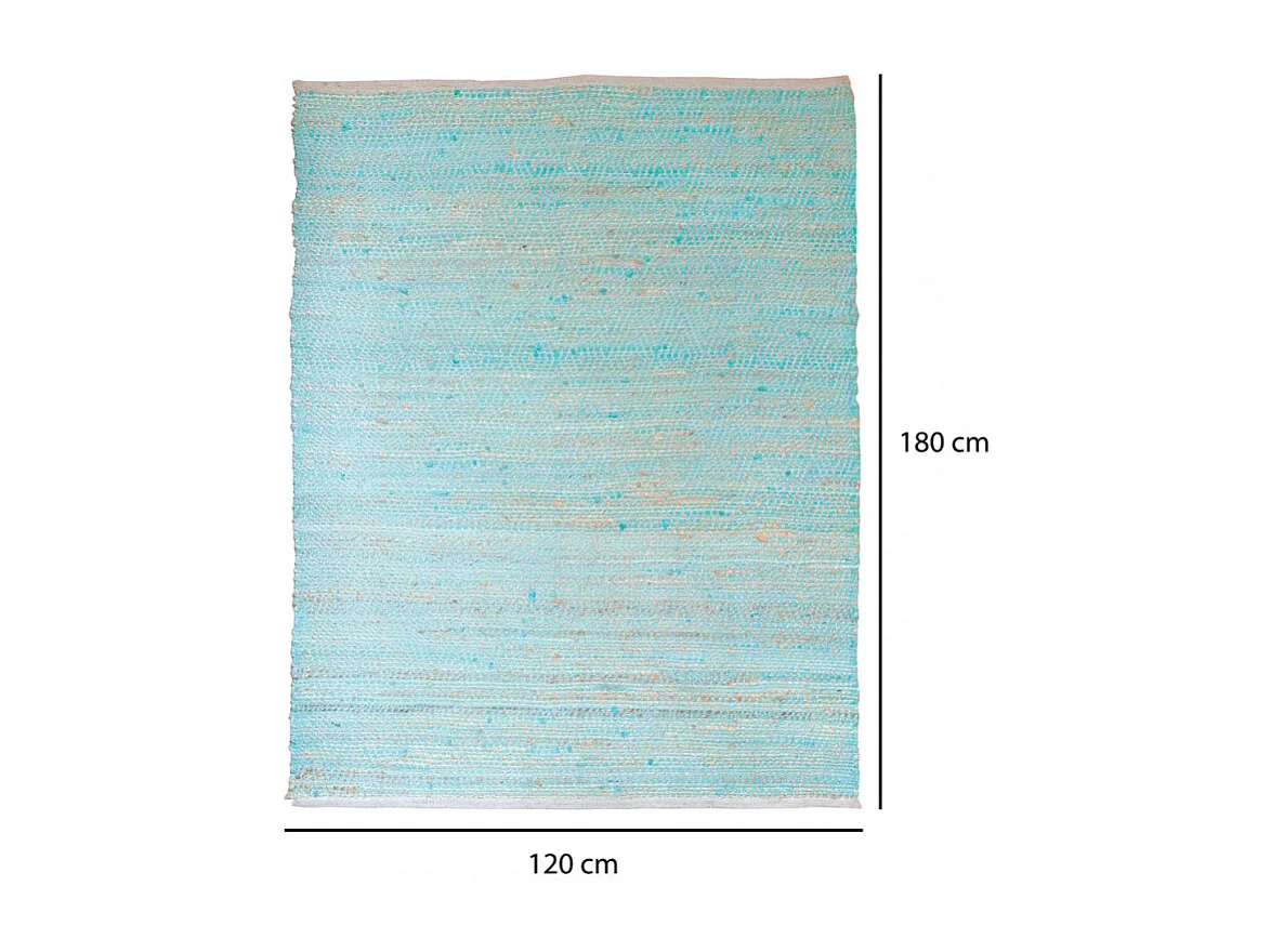 Tapis 120 x 180 cm bleu en coton et chanvre naturel tressé - DEVI