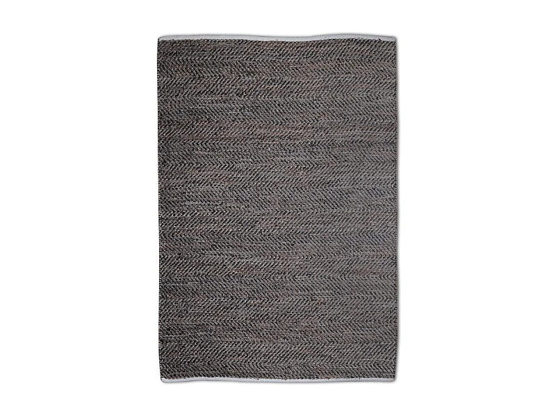 Tapis marron 120 x 180 cm en chanvre tissé et cuir recyclé - INDRA