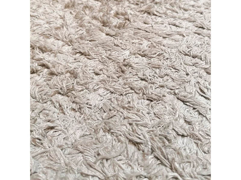 Tapis 120 x 180 cm beige clair en coton poils longs tout doux - JALNA