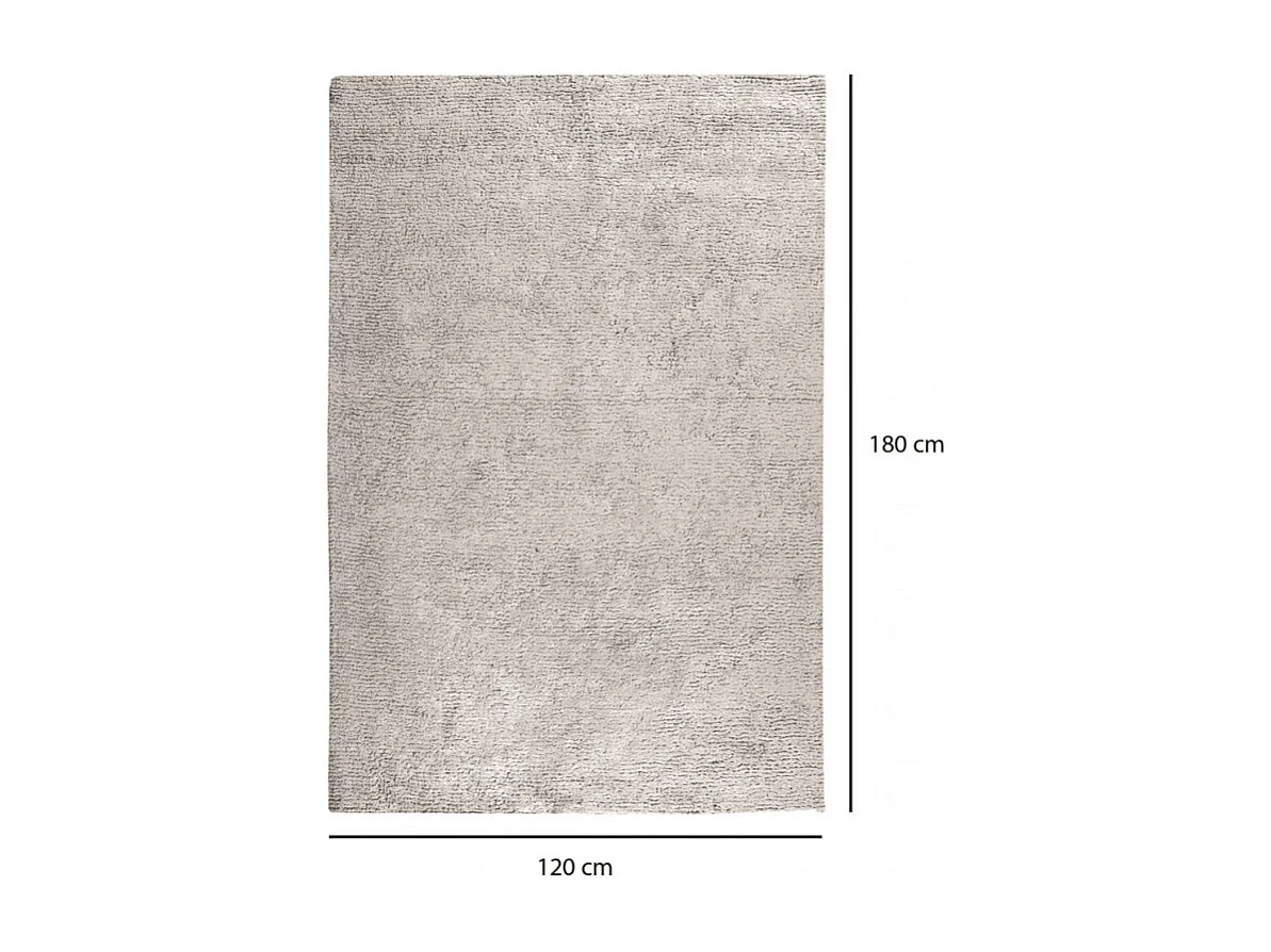 Tapis 120 x 180 cm beige clair en coton poils longs tout doux - JALNA