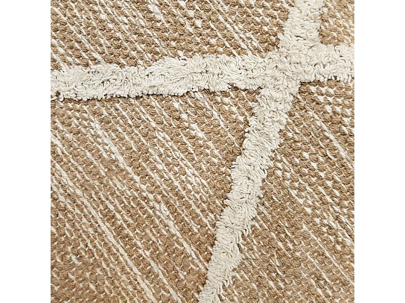 Tapis 120 x 180 cm en coton beige avec motifs et franges écru - ALIBA