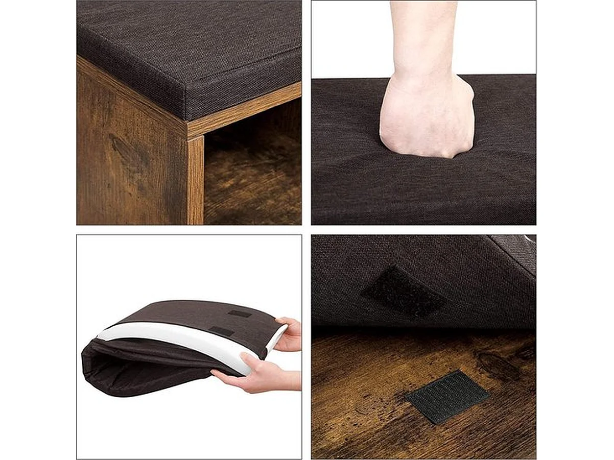 Meuble à chaussures avec siège - Noir et brun rustique