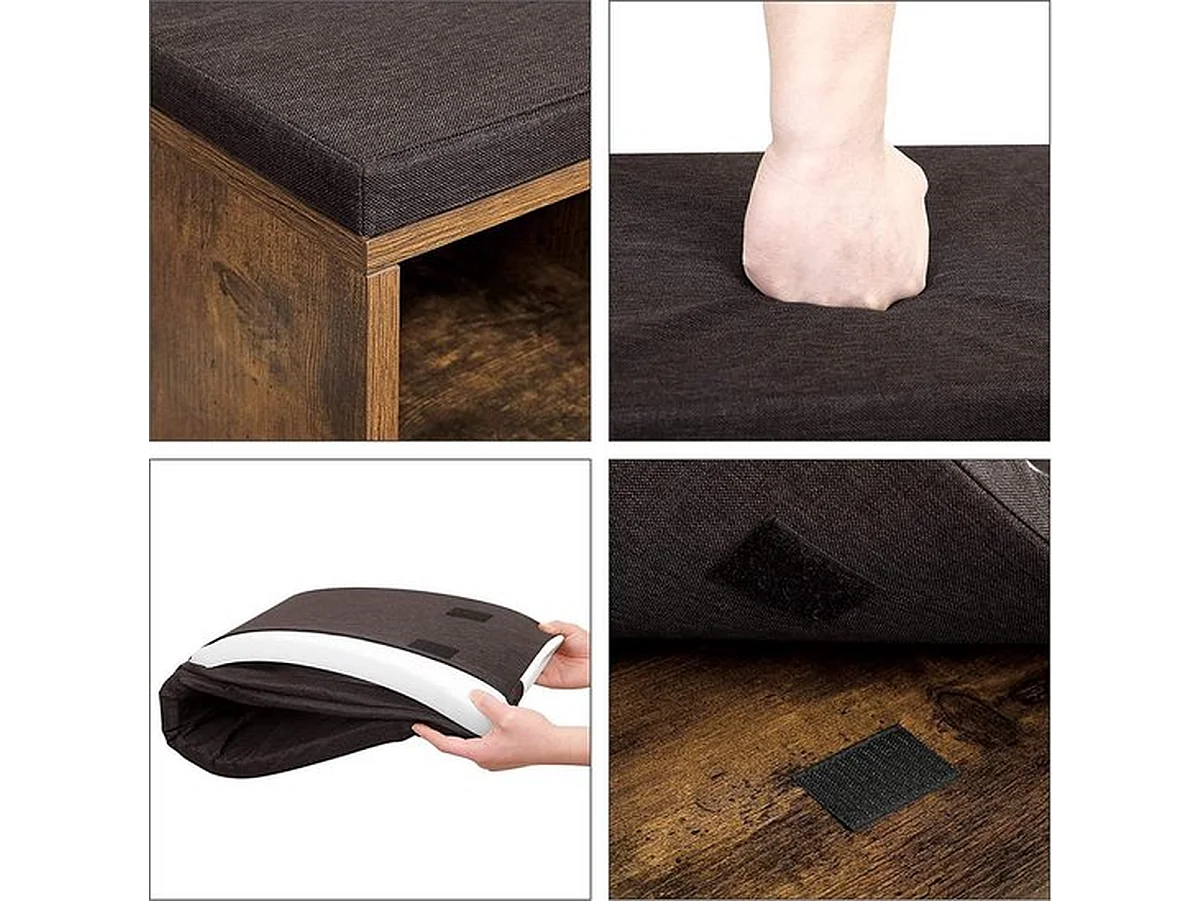 Meuble à chaussures avec siège - Noir et brun rustique