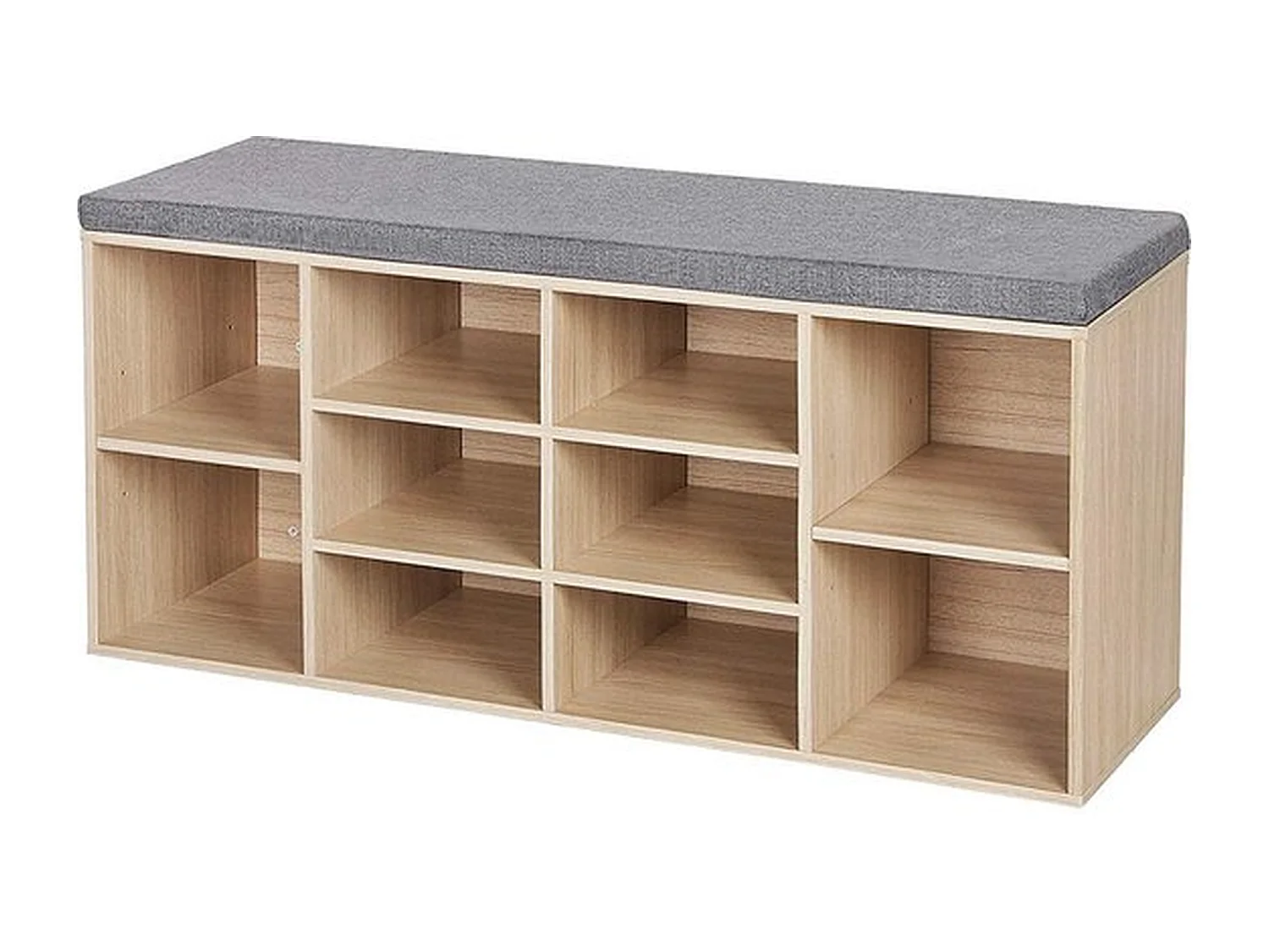 Banc à chaussures, étagère à chaussures, armoire de rangement, 10 compartiments, avec coussin, pour entrée, 104 x 30 x 48 cm