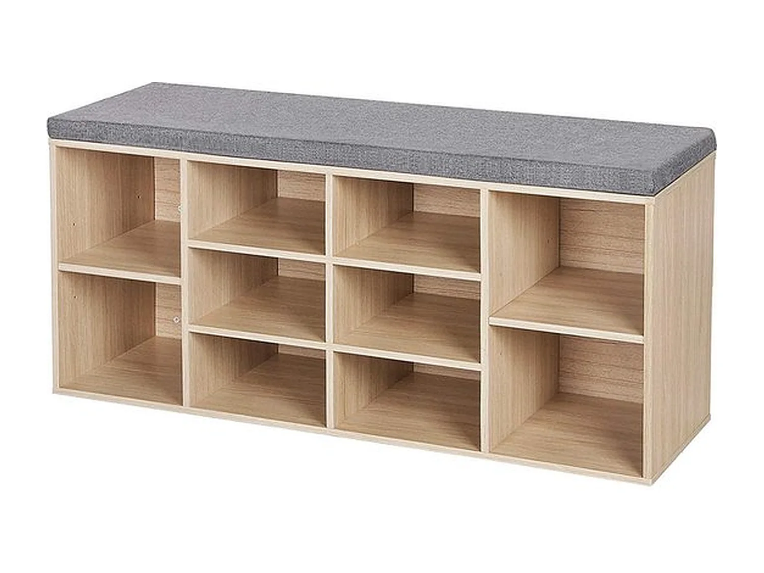 Schoenenbank, schoenenrek, opbergkast, 10 vakken, met kussen, voor entree, 104 x 30 x 48 cm