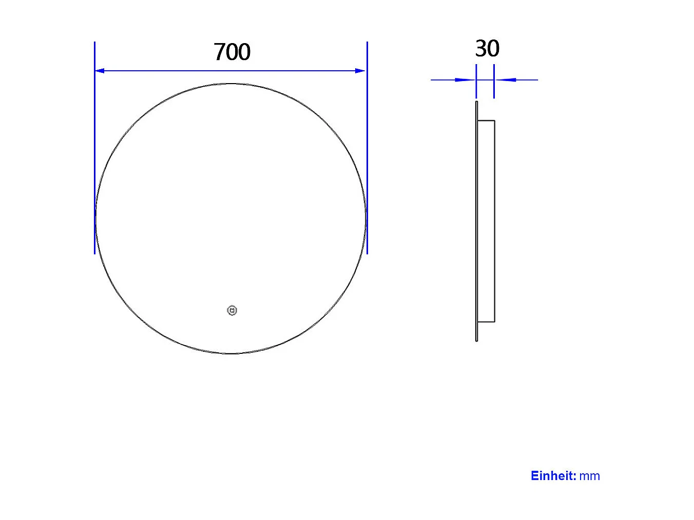 EMKE Miroir lumineux salle de bain rond diamètre 70cm, rétro-éclairage sans cadre, Miroir LED avec Interrupteur Tactile, Lumière Blanche Froide