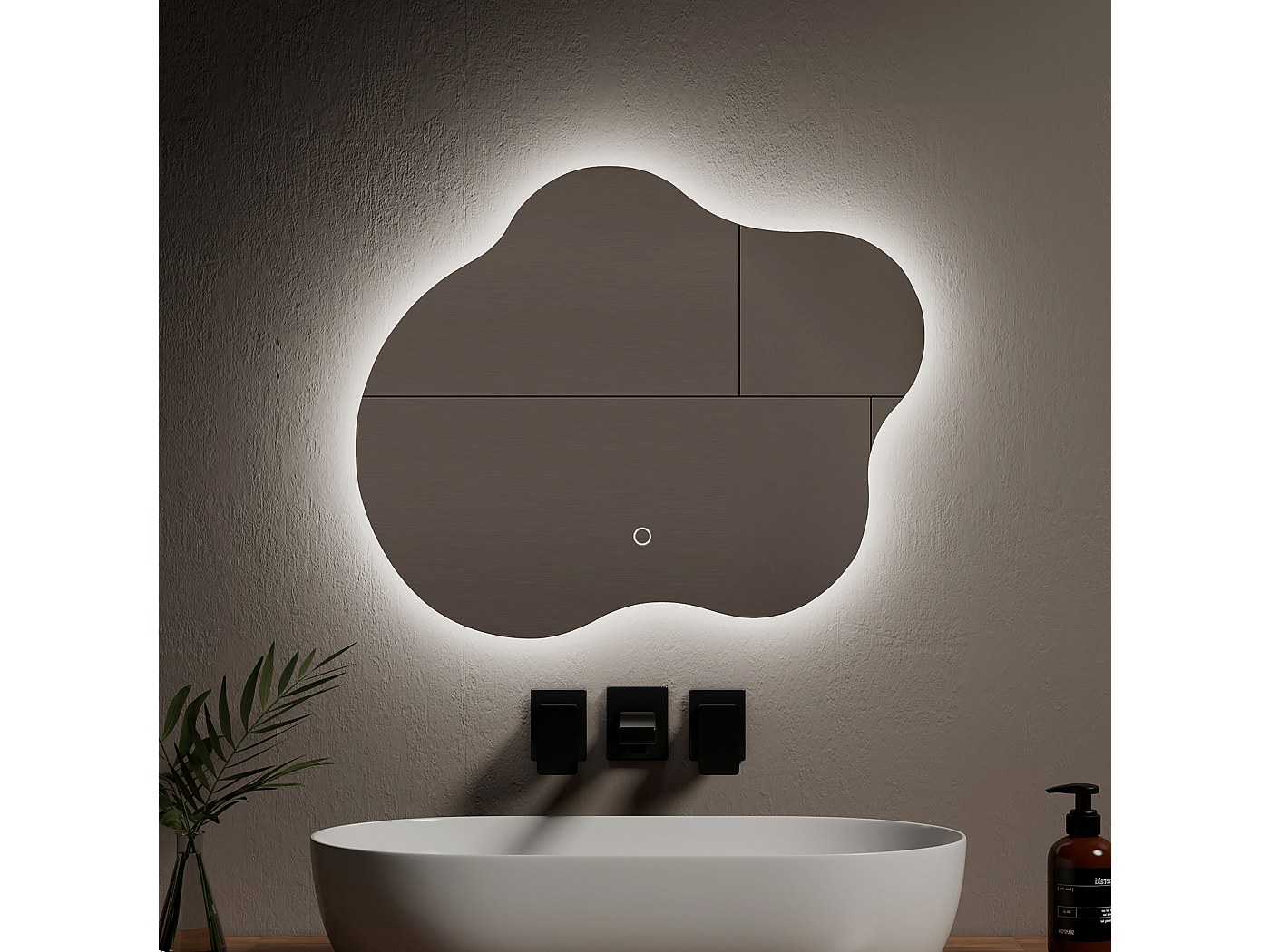 EMKE Miroir lumineux salle de bain sans cadre 60x50cm , Miroir LED avec