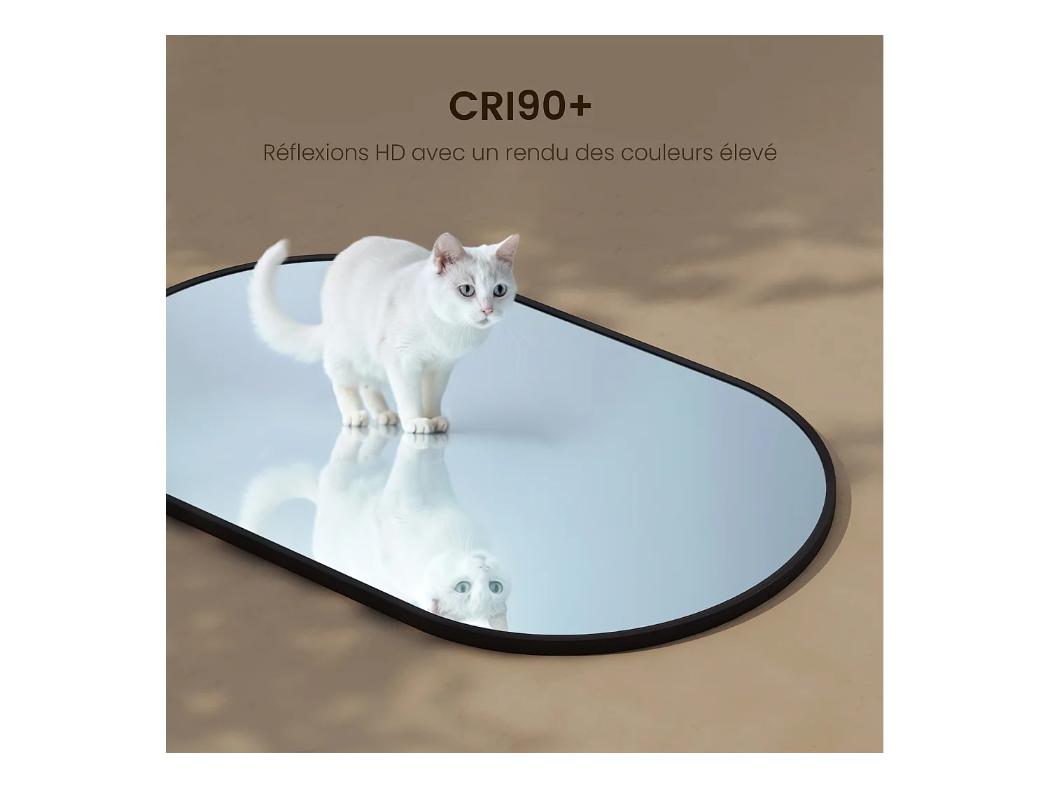 EMKE Miroir mural 60 × 80 cm Miroir ovale avec cadre noir, Miroir non lumineux salle de bain