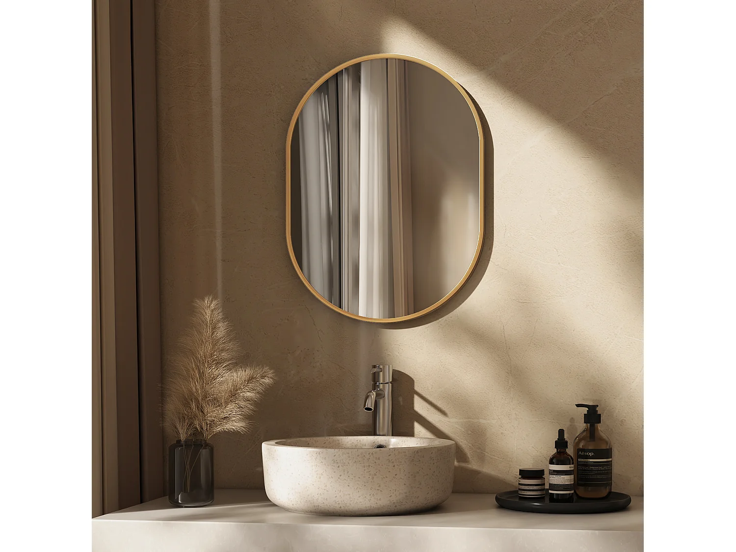 WANDSPIEGEL Ovale golden 70x50 cm