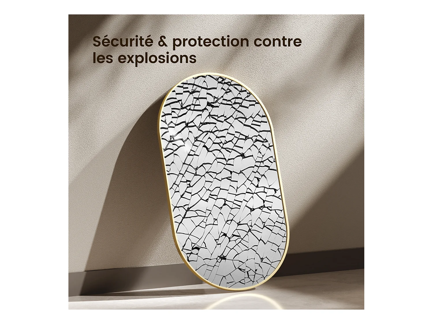 EMKE Specchio da parete 50 × 70 cm Specchio ovale con cornice oro, Specchio non illuminato per il bagno