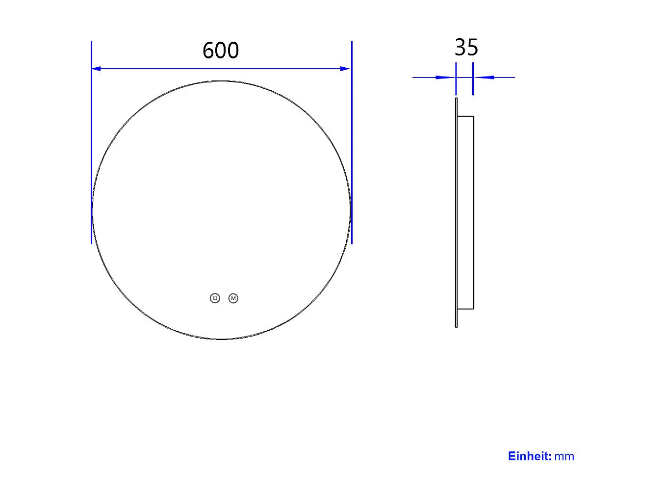 EMKE Miroir lumineux salle de bain rond diamètre 60cm rétro-éclairage sans cadre, Interrupteur Tactile, Miroir LED Blanche Froide/Neutre/Chaude