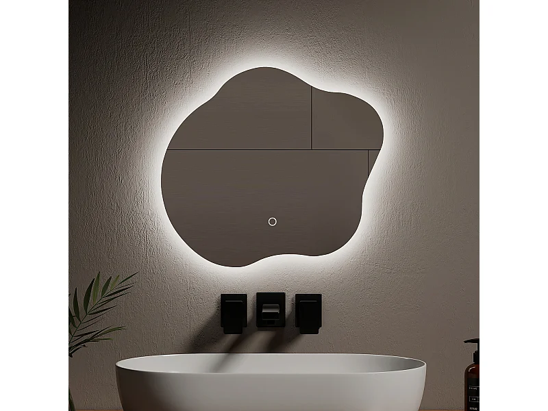 EMKE LED Badkamerspiegel 50x45cm, Frameless, Touchschakelaar, Anti-condens, 3 Kleuren Licht