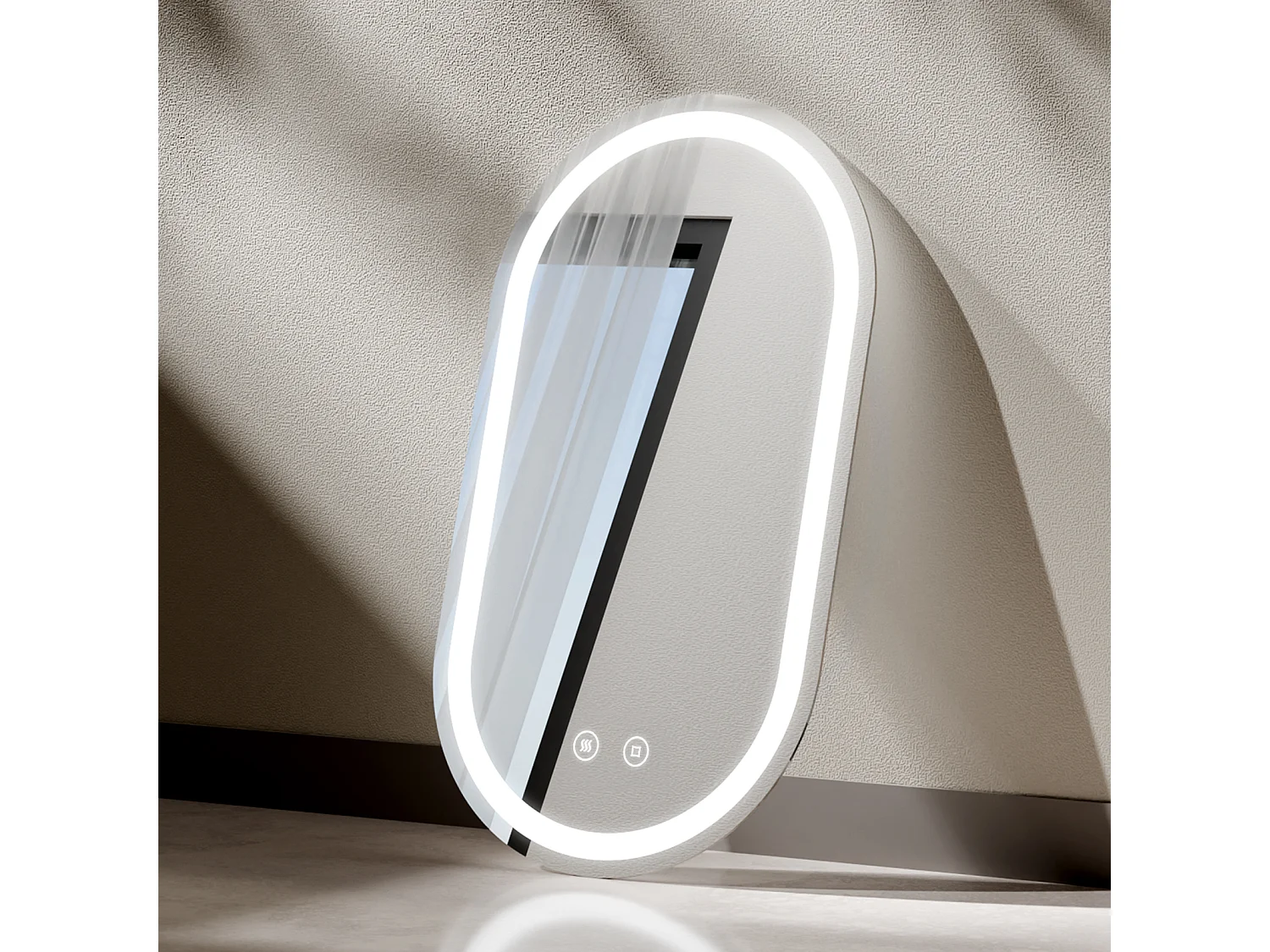 EMKE Miroir led salle de bain 50 × 90 cm Miroir salle de bain lumineux avec 3 Couleurs de lumière réglables+Anti-buée, Économie d'énergie miroir led
