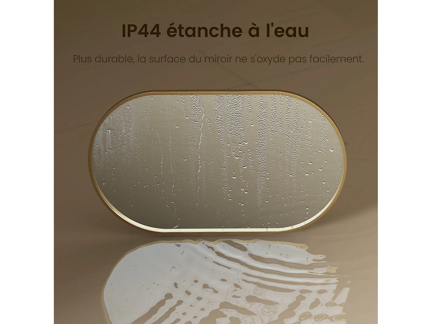 EMKE Wandspiegel Ovaal 60×80 cm met Gouden Frame – Niet-verlichte Badkamerspiegel