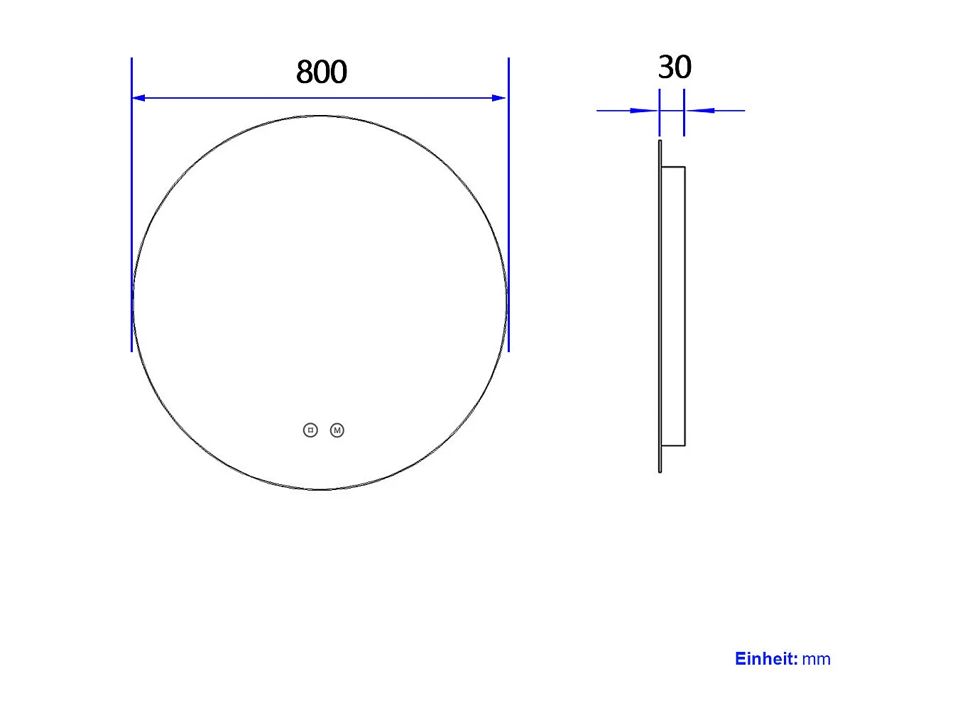 EMKE Ronde LED Badkamerspiegel 80 cm – Frameloos, Achtergrondverlichting, Touch Schakelaar, Dimbaar Licht (Koud/Warm/Neutraal Wit)