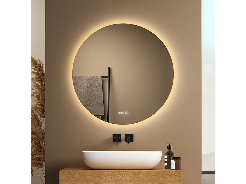 BADSPIEGEL rund mit Beleuchtung rahmenlos Ø60 cm