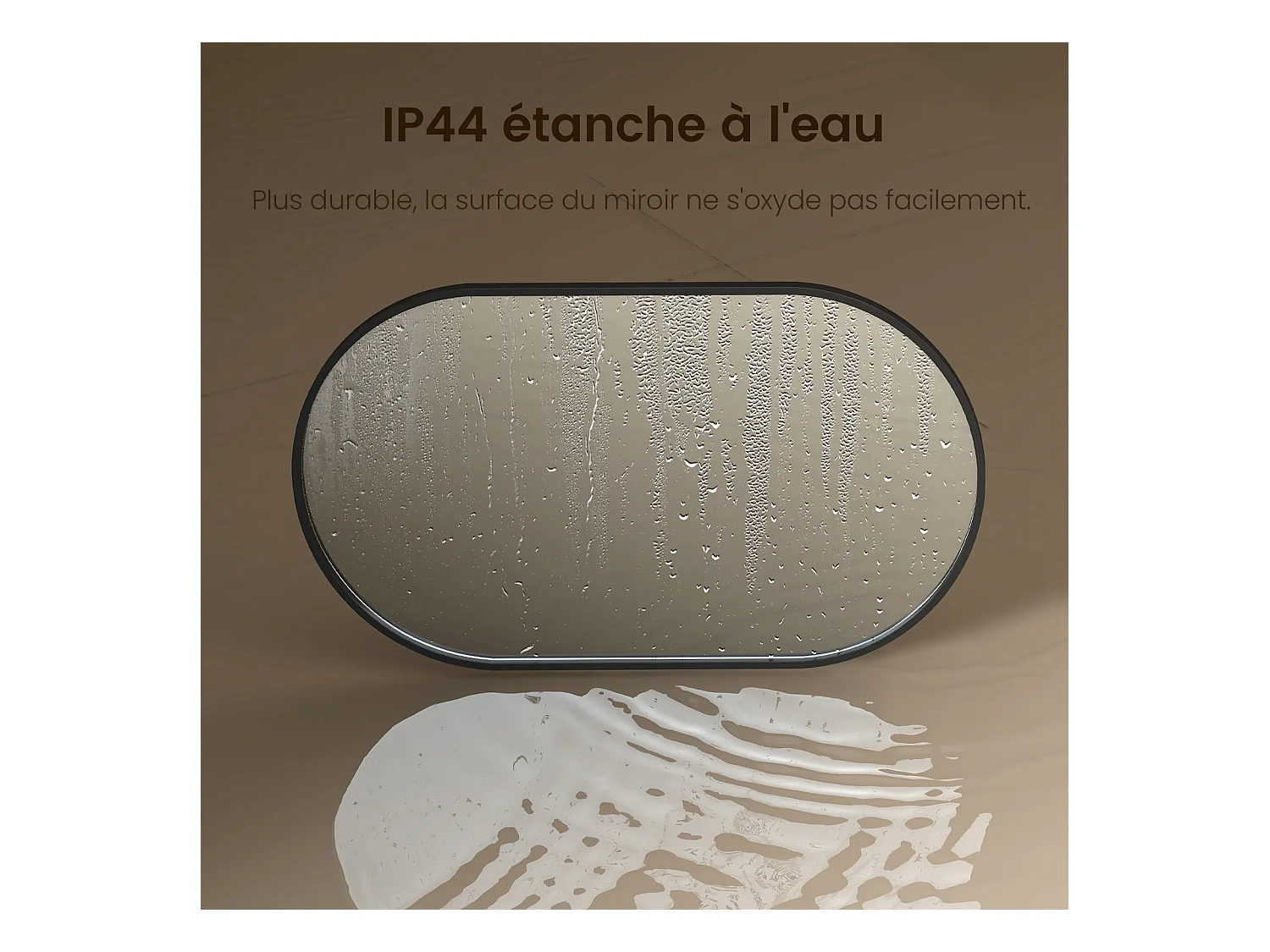 EMKE Miroir mural 50 × 70 cm Miroir ovale avec cadre noir, Miroir non lumineux salle de bain