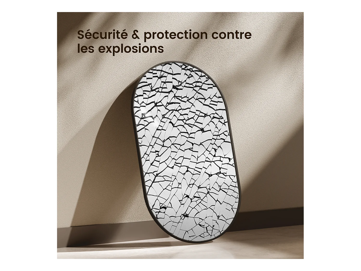 EMKE Miroir mural 50 × 70 cm Miroir ovale avec cadre noir, Miroir non lumineux salle de bain