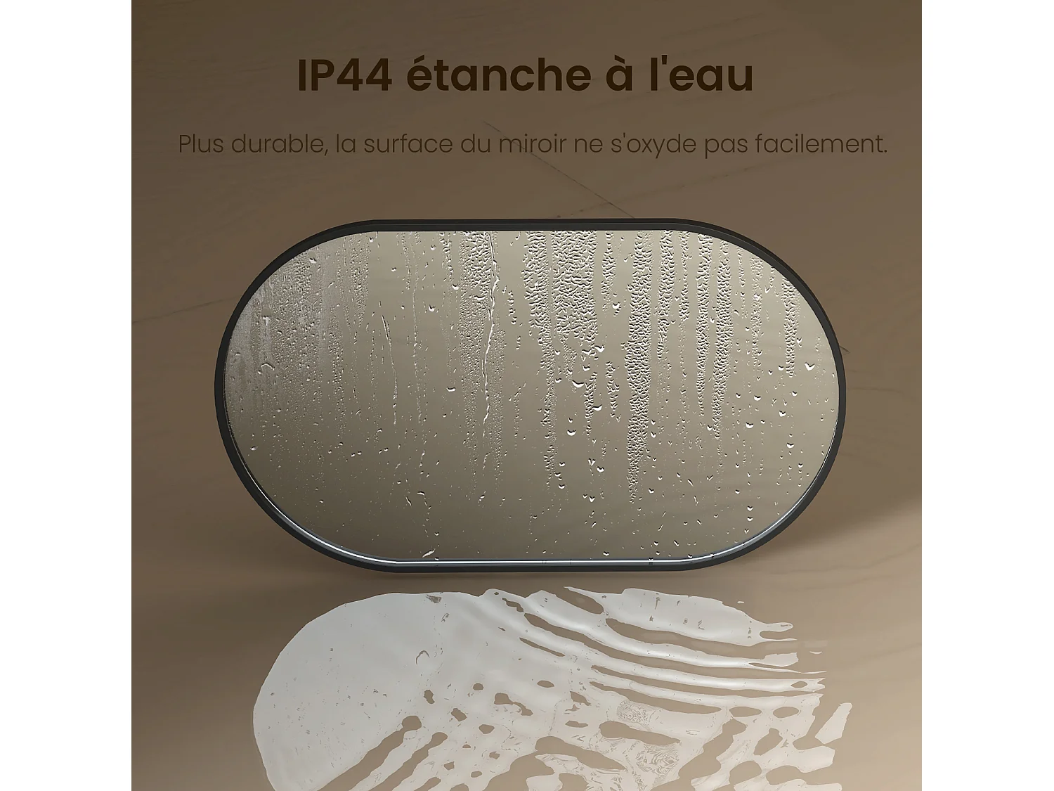 EMKE Miroir mural 50 × 70 cm Miroir ovale avec cadre noir, Miroir non lumineux salle de bain