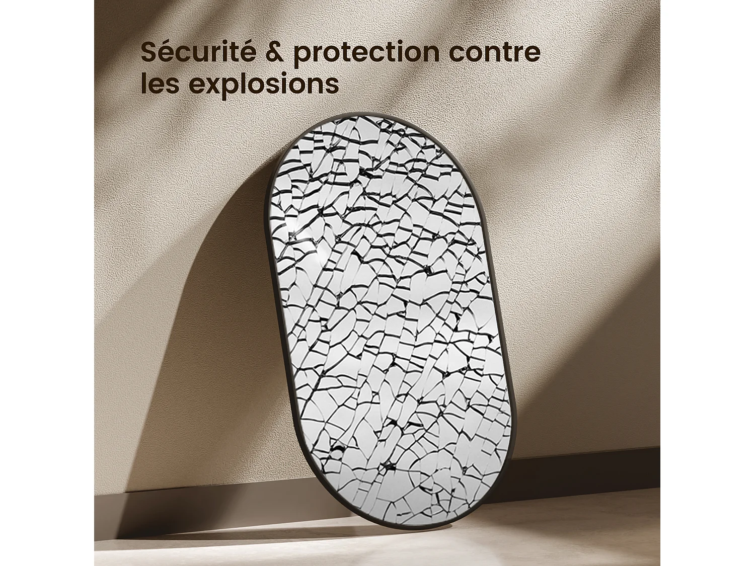 EMKE Miroir mural 50 × 70 cm Miroir ovale avec cadre noir, Miroir non lumineux salle de bain