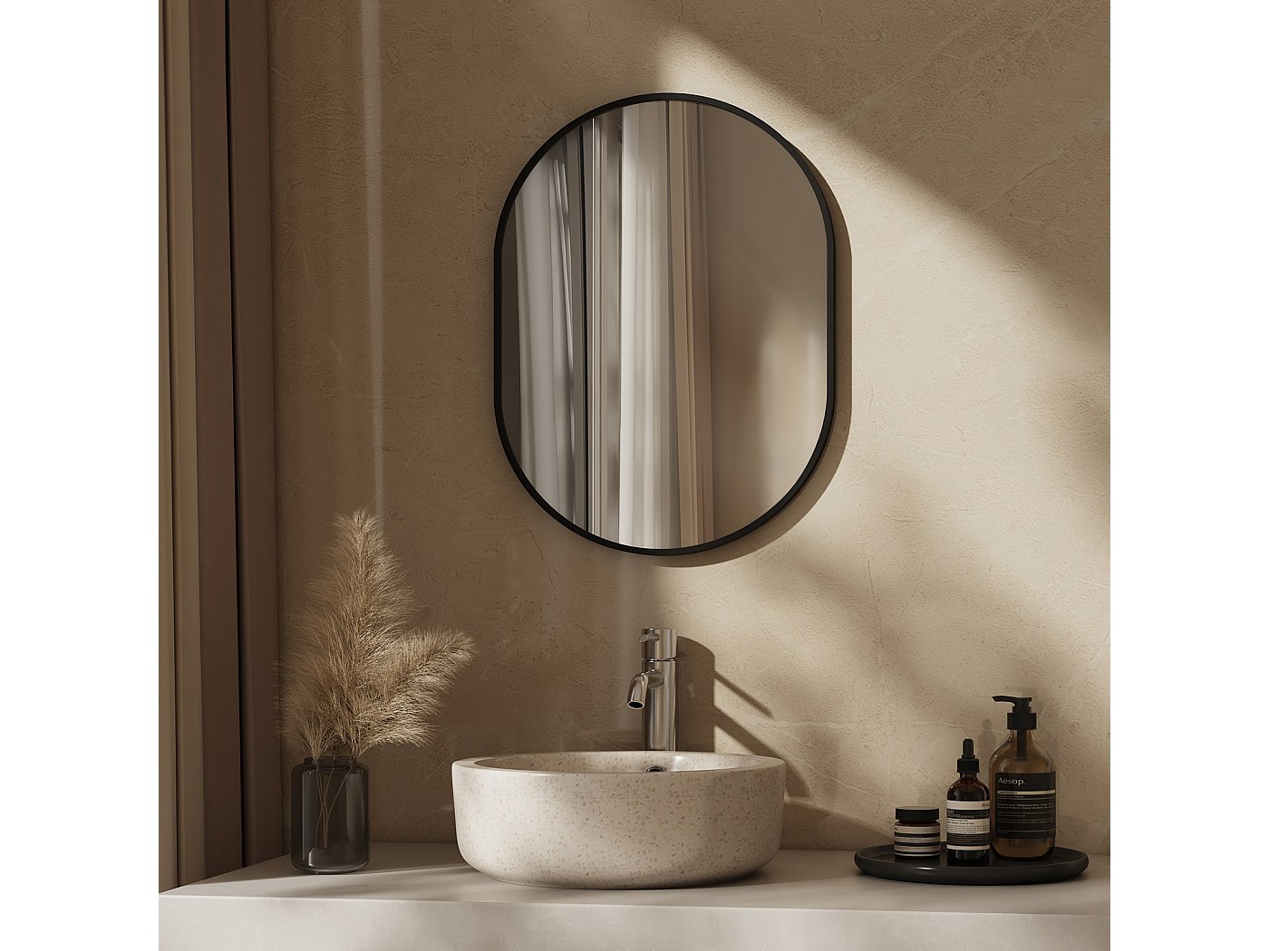 LunaMirror Miroir Muraux Rettangolare 75 x 100 cm Noir Boîte d'ombre Cadre en Aluminium Miroir de Salle de Bain Horizontal/Vertical Mural Suspendu pour Chambre à Coucher, Salon, Couloir