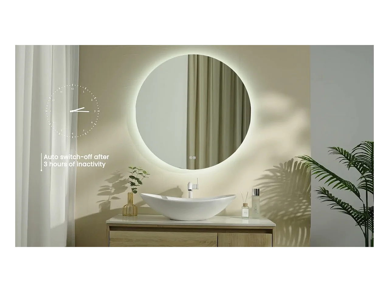 EMKE Verlichte Badkamerspiegel Rond 70 cm – LED Spiegel met Achtergrondverlichting – Touch Schakelaar, Anti-condens, Koud/Neutraal/Warm Wit