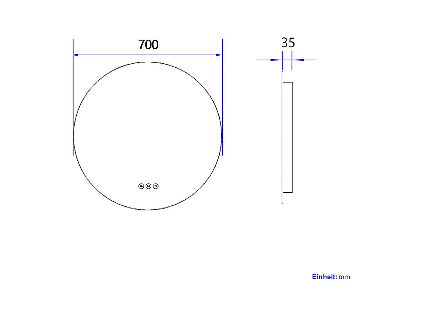 EMKE Verlichte Badkamerspiegel Rond 70 cm – LED Spiegel met Achtergrondverlichting – Touch Schakelaar, Anti-condens, Koud/Neutraal/Warm Wit