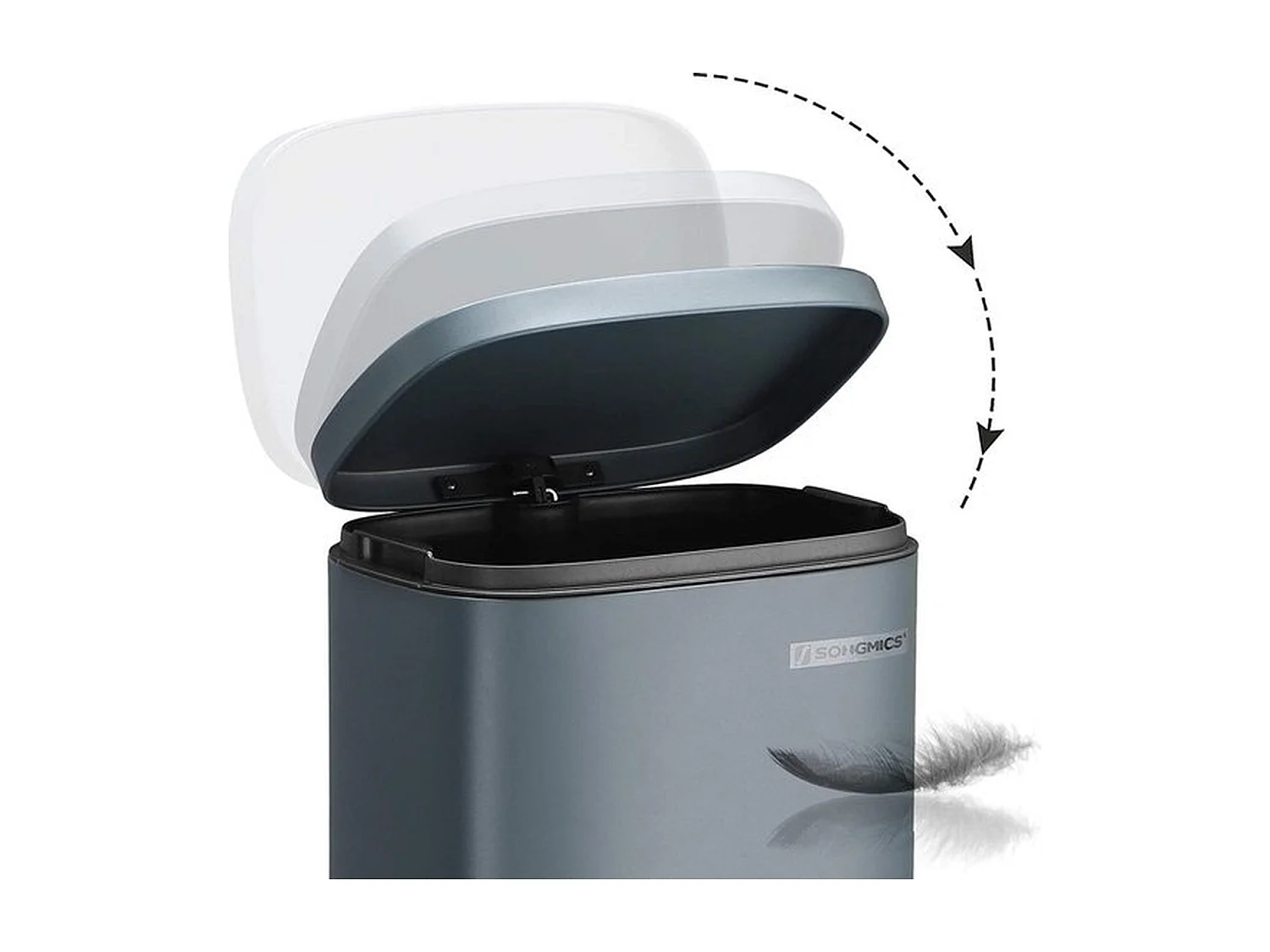 Parya home Afvalemmer 30L afvalemmer met pedaal kunststof emmer, rookgrijs