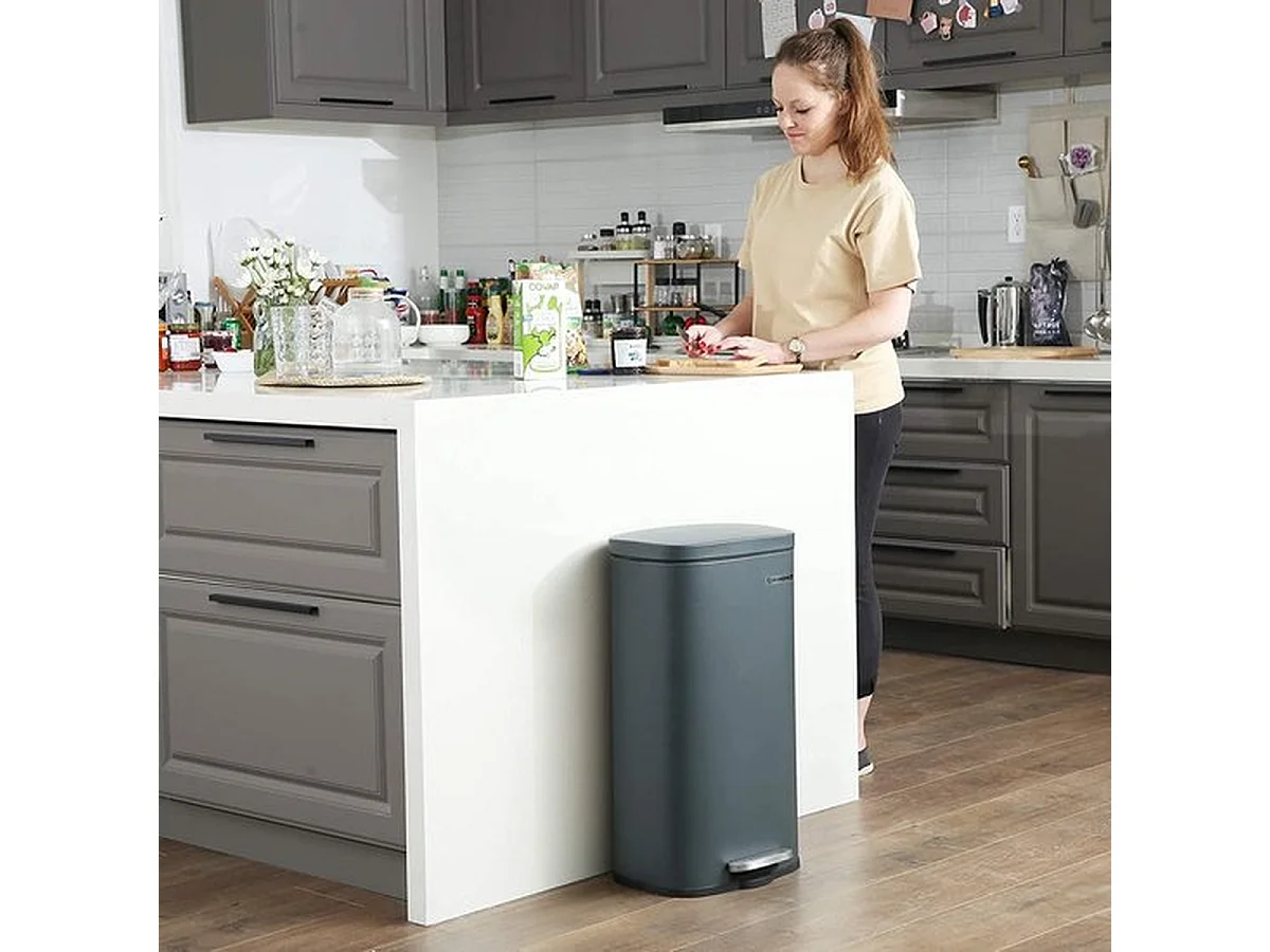 Parya home Afvalemmer 30L afvalemmer met pedaal kunststof emmer, rookgrijs