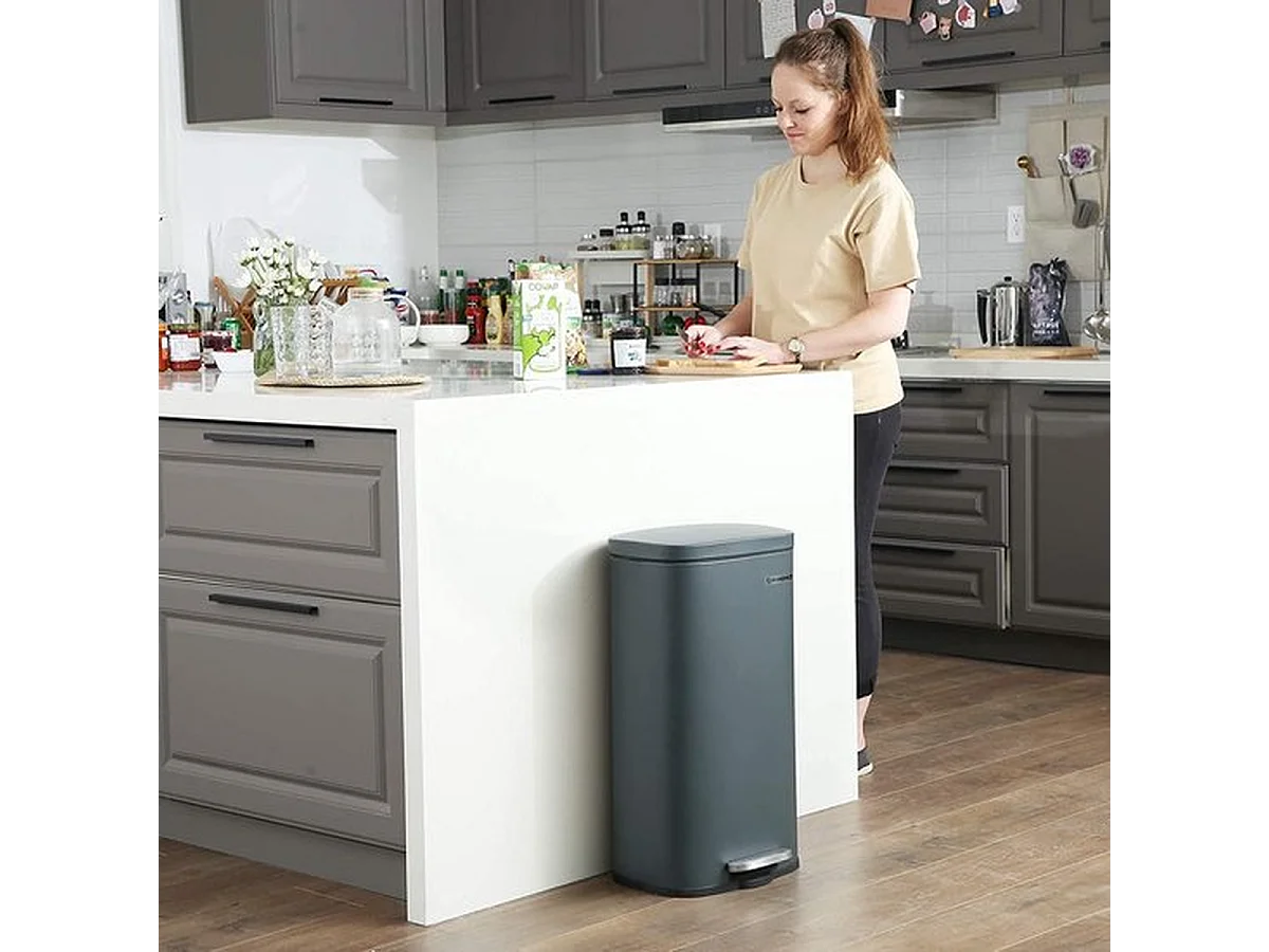 Parya home Poubelle 30L avec seau en plastique à pédale, gris fumée