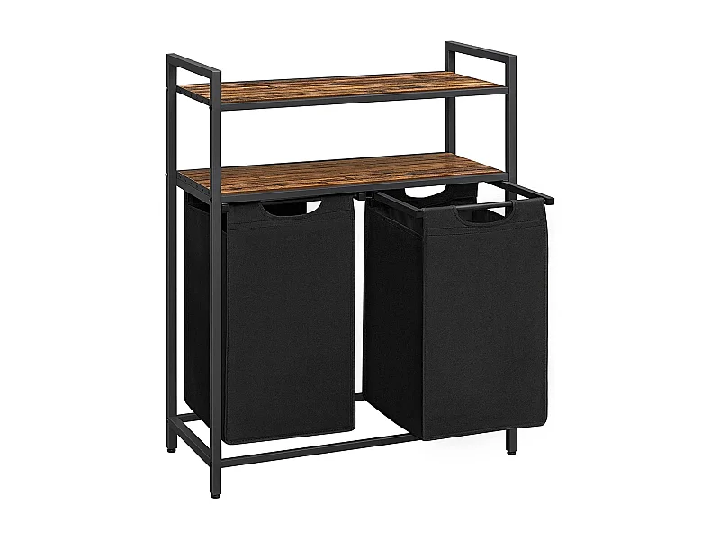 Bobbel Home Wasmand 2 vakken en  2 planken Metalen frame Bruin & Zwart