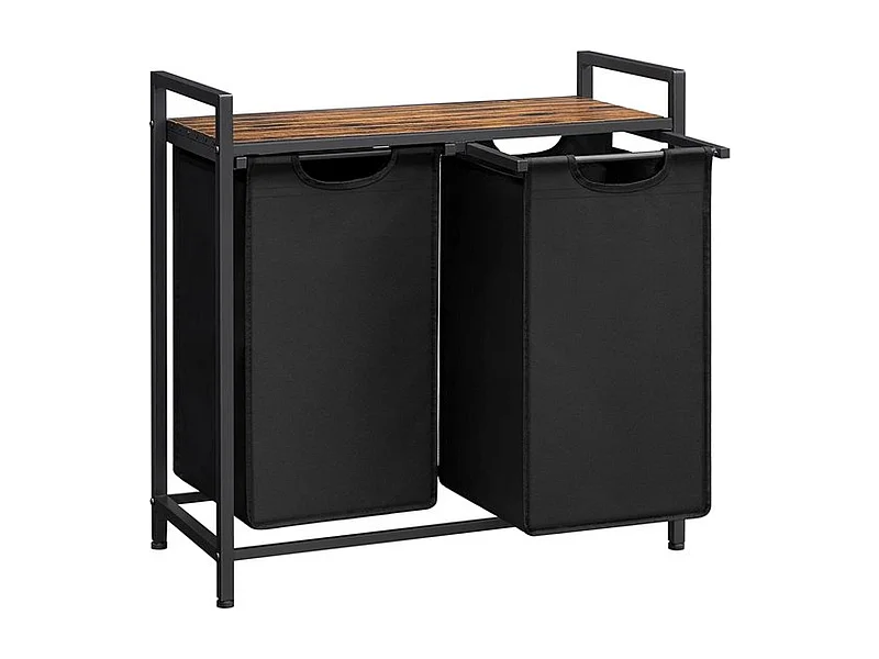 Stijlvolle Wasmand met 2 Vakken en Opbergrek – Ruimtebesparende Wasverzamelaar