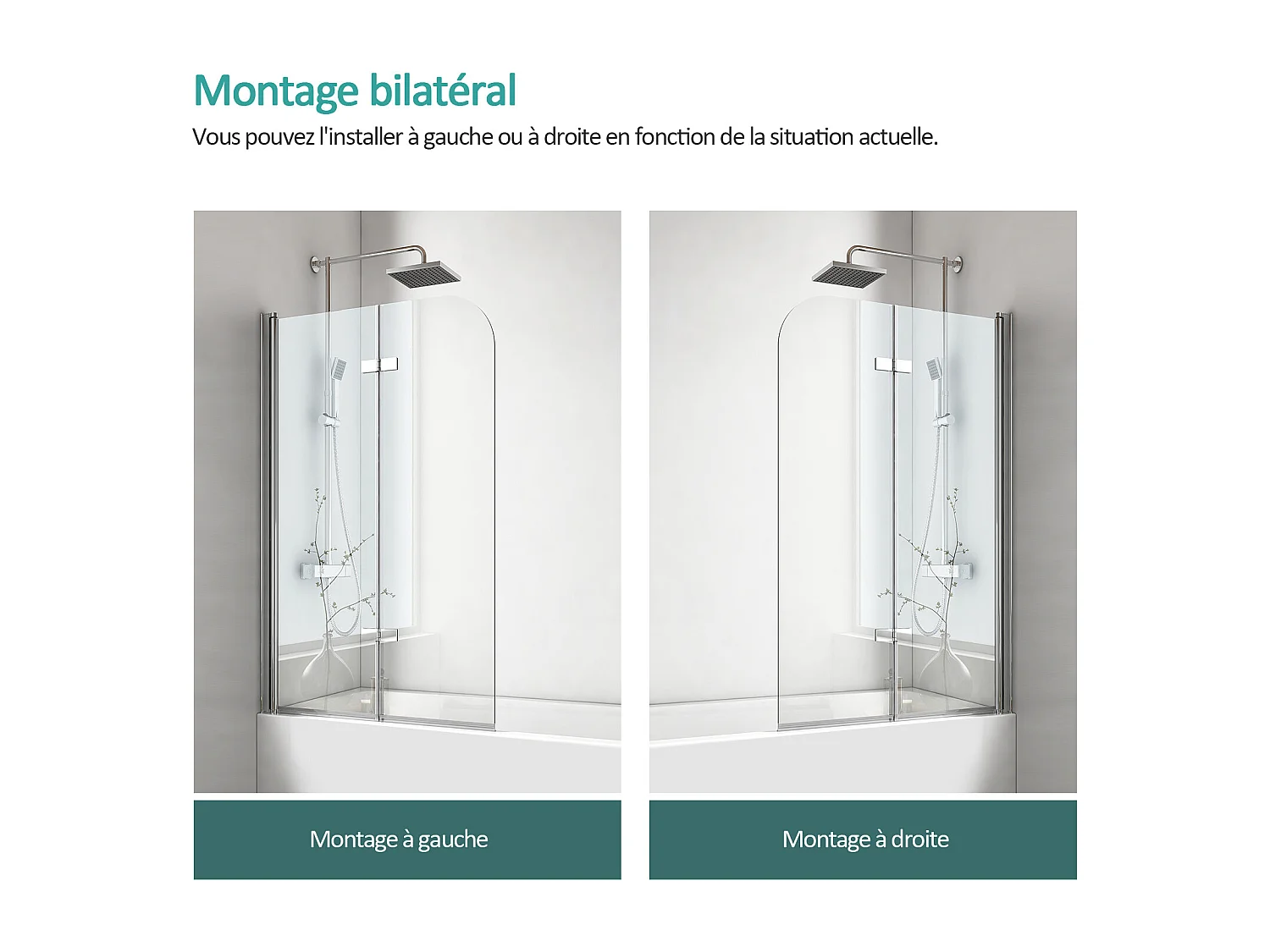 EMKE Badkuip Douchescherm 120×140 cm – 6 mm veiligheidsglas, inklapbaar, nano coating, makkelijk schoon te maken