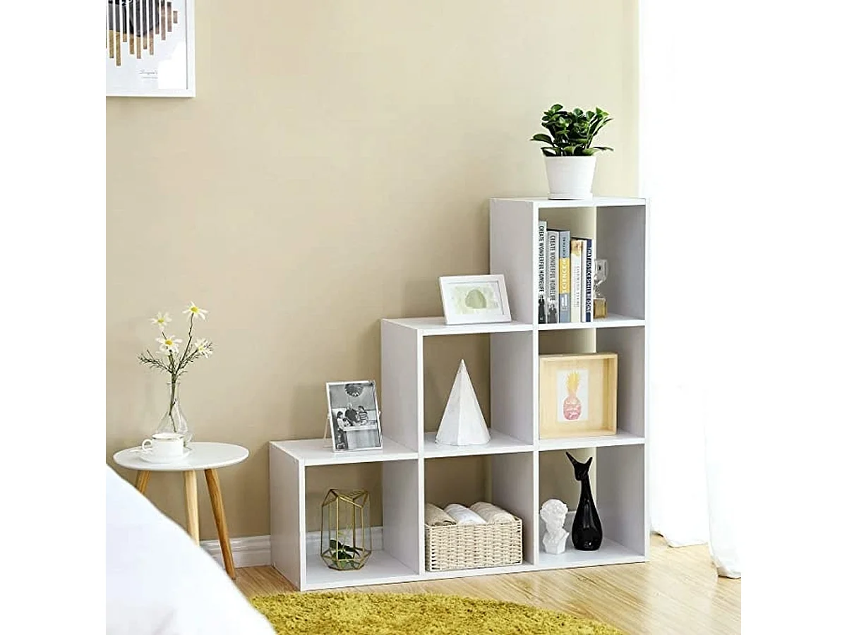 Parya Home Boekenkast- 6 vakken traprek - wit