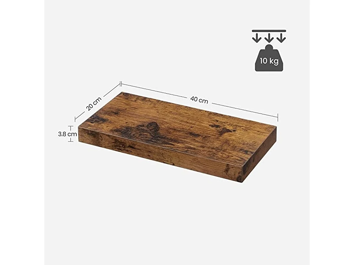 Parya Home - Zwevende wandplank - Bruin - MDF - 40 x 20 x 3.8 cm