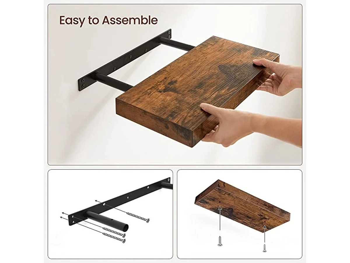 Parya Home - Zwevende wandplank - Bruin - MDF - 40 x 20 x 3.8 cm