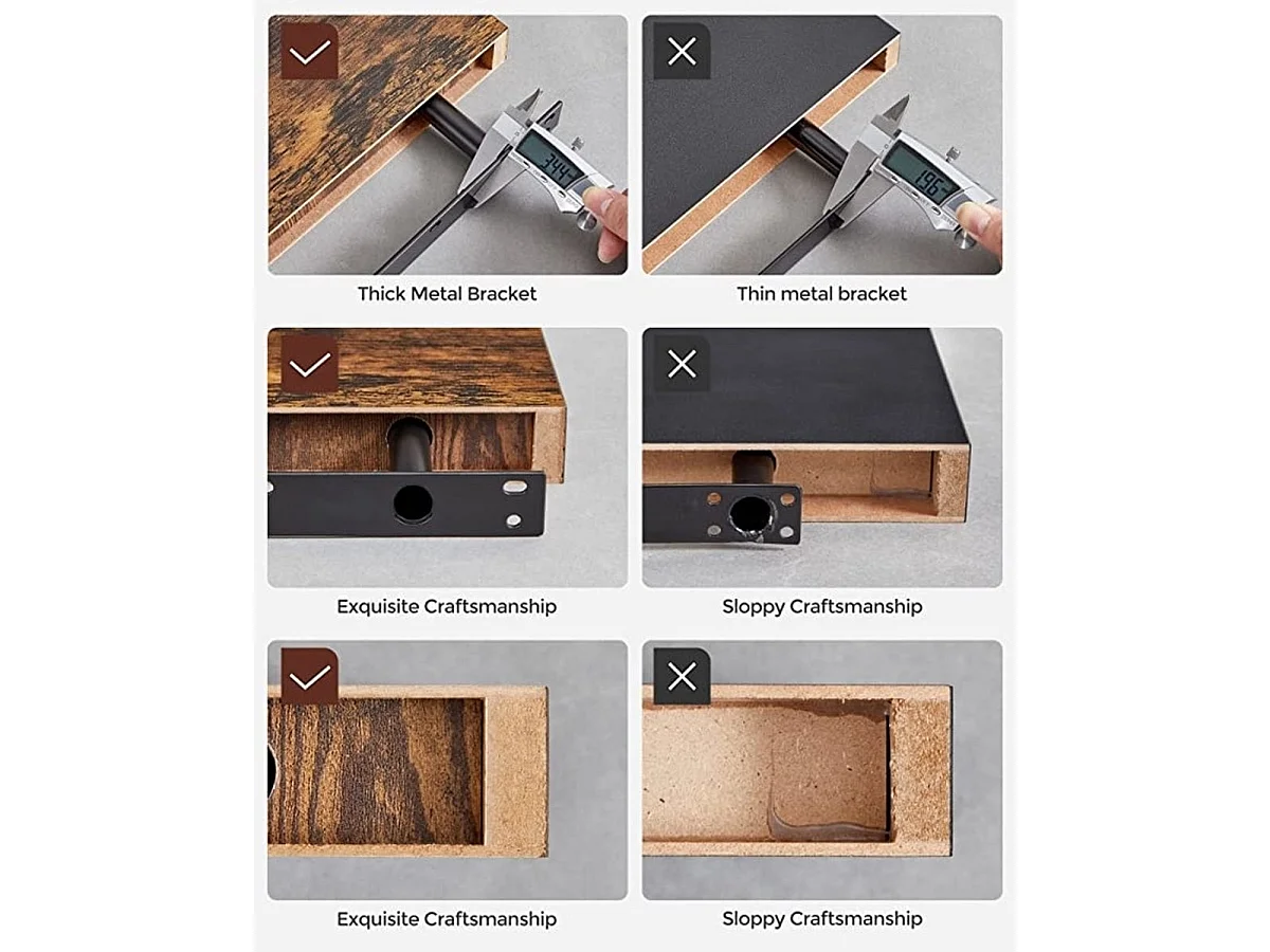 Parya Home - Zwevende wandplank - Bruin - MDF - 40 x 20 x 3.8 cm