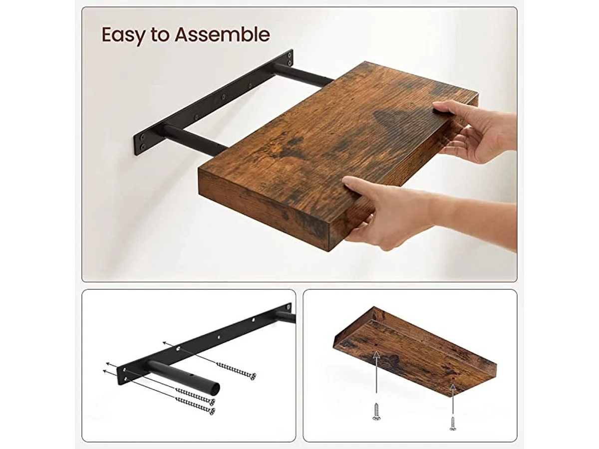 Parya Home - Zwevende wandplank - Bruin - MDF - 40 x 20 x 3.8 cm