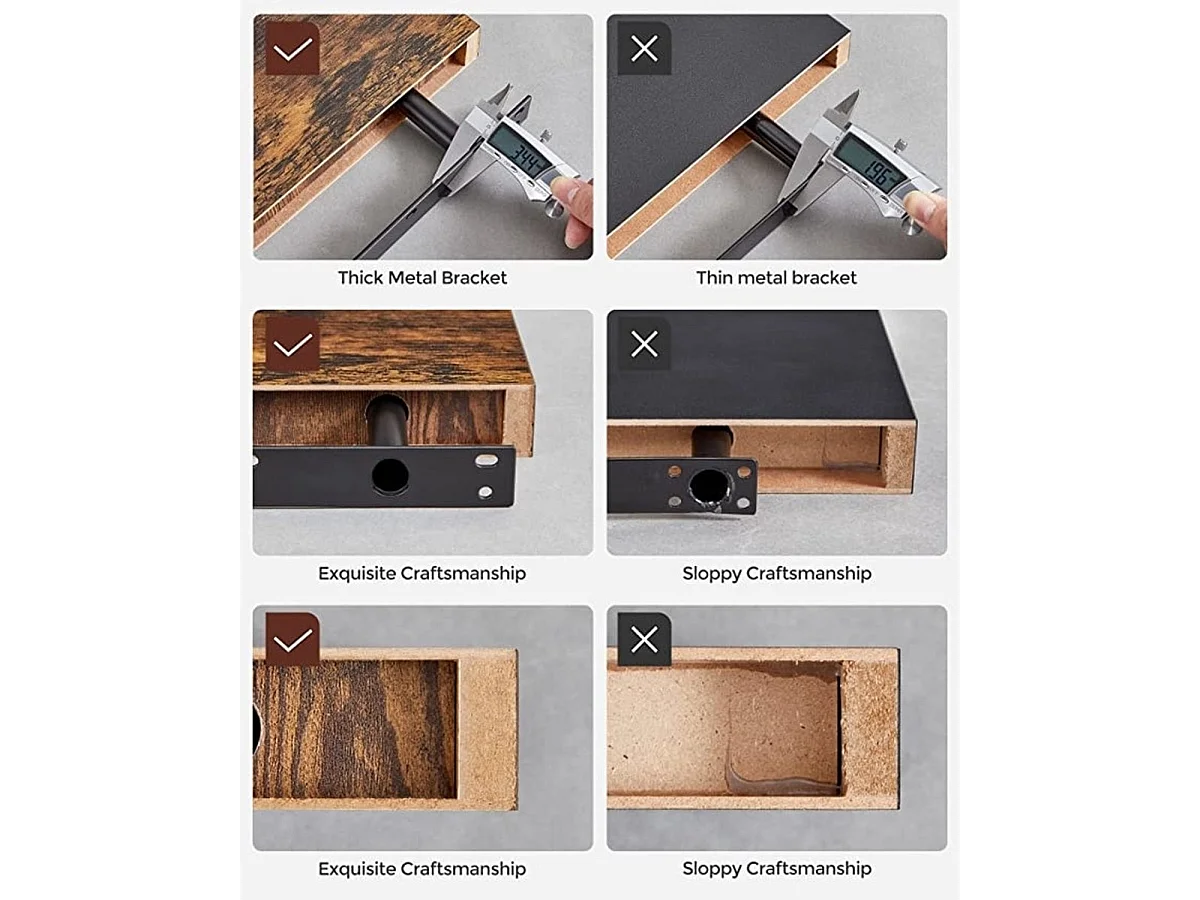 Parya Home - Zwevende wandplank - Bruin - MDF - 40 x 20 x 3.8 cm