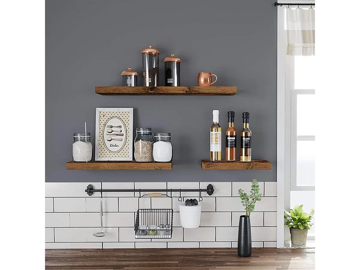 Parya Home Wandplank, zwevende plank, 80 x 20 x 3,8 cm, vintage bruin