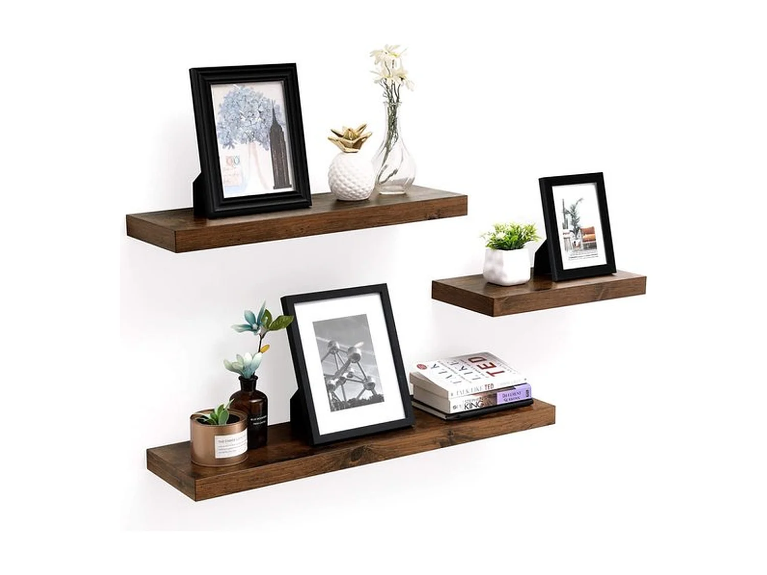 Parya Home Wandplank, zwevende plank, 80 x 20 x 3,8 cm, vintage bruin