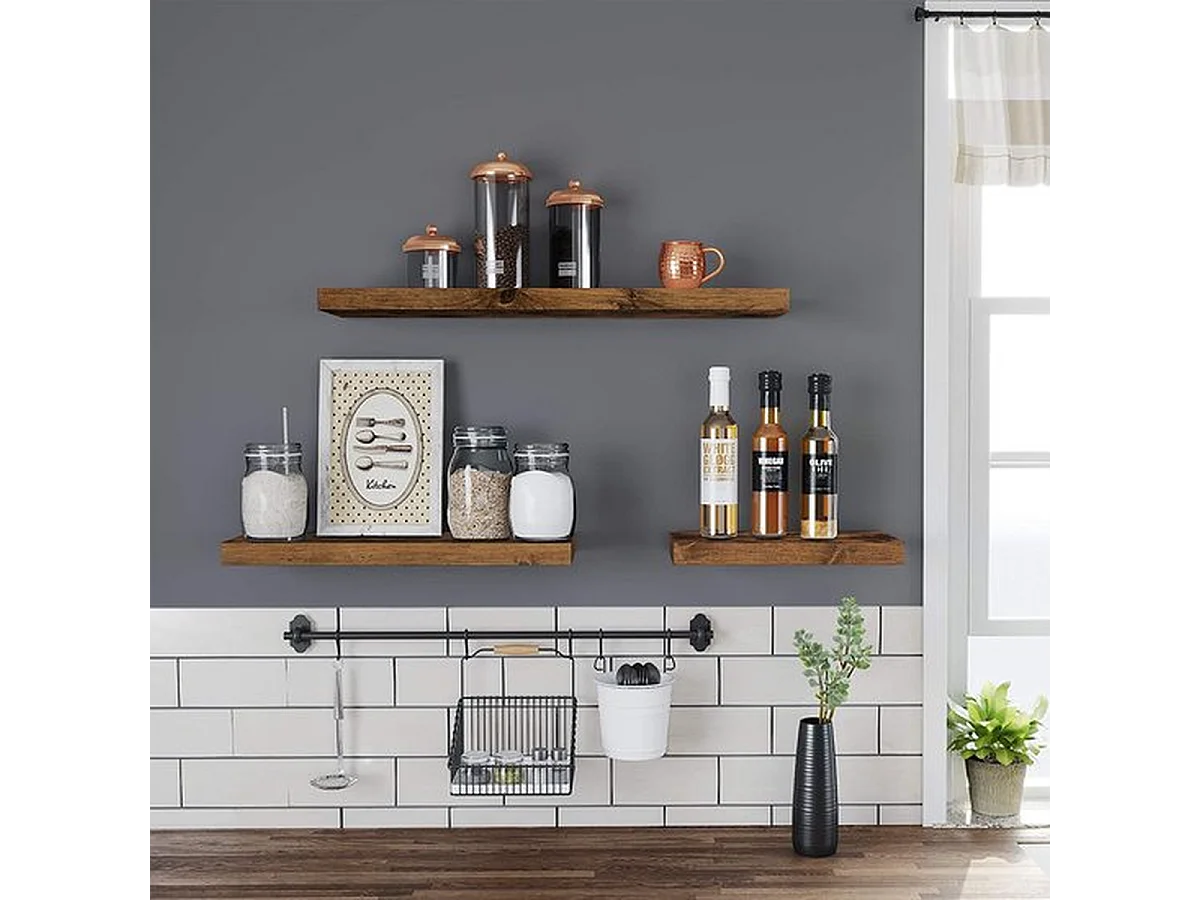 Parya Home Wandplank, zwevende plank, 80 x 20 x 3,8 cm, vintage bruin