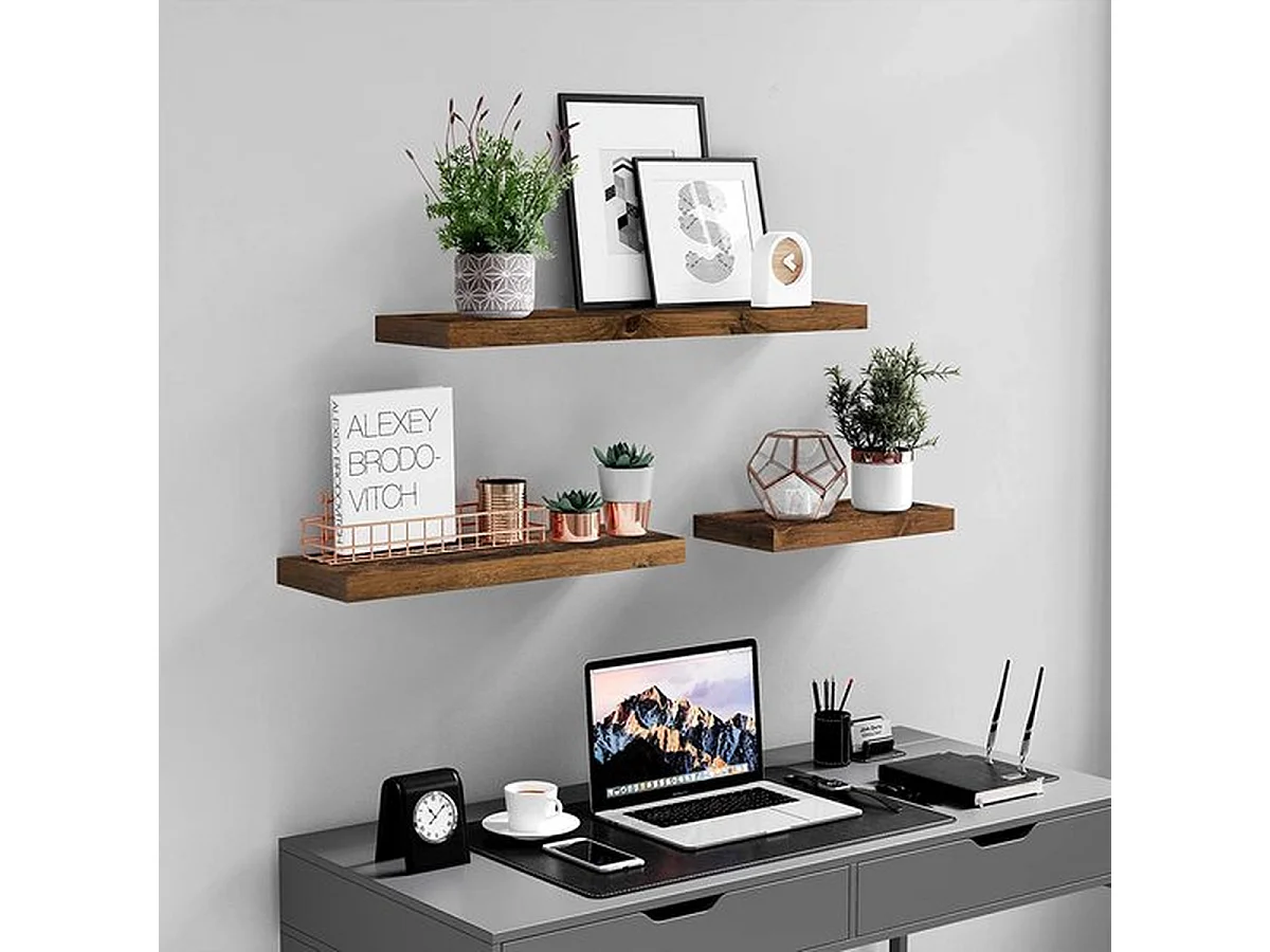 Parya Home Wandplank, zwevende plank, 80 x 20 x 3,8 cm, vintage bruin