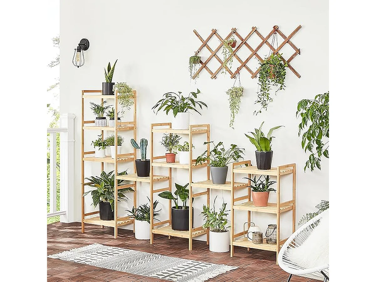 Parya Home - Etagère de salle de bain en bambou - 4 niveaux - Naturel