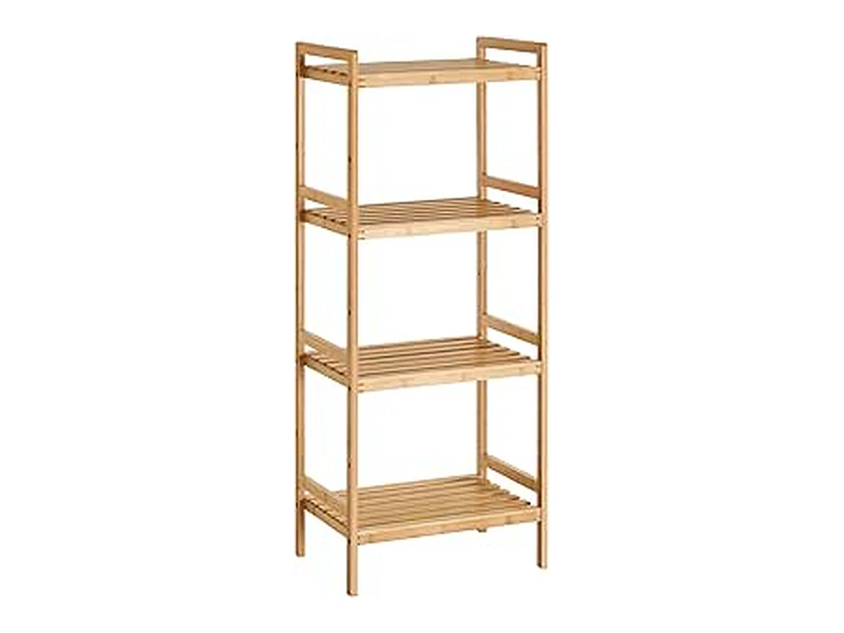 Parya Home - Etagère de salle de bain en bambou - 4 niveaux - Naturel