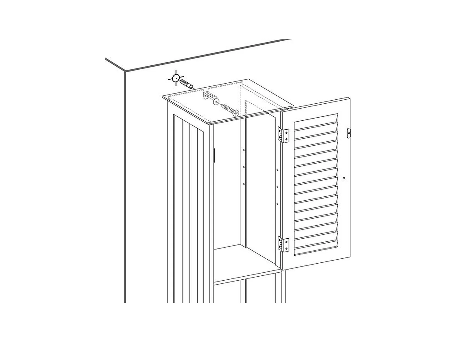 Payra home badkamermeubel, hoge kast met 2 lamellen deuren en lade wit